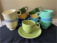 (11) Fiestaware Cups with 1 Saucer