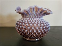 Hobnail ruffled edge vase