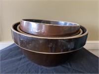 (3) Stoneware Mixing Bowls
