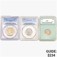 1913-1979 [3] US Varied Silver Coinage PCGS/NTC