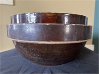 (2) Large Stoneware Mixing Bowls