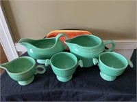 Fiestaware Gravy Boat, Pitcher and Serving Pieces