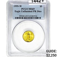 1999-W US 1/10oz Gold $5 Eagle PCGS MS69