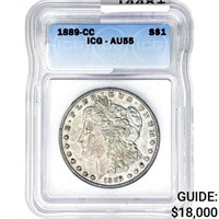 1889-CC Morgan Silver Dollar ICG AU55