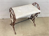 Cast Iron Vanity Bench w/ Upholstered Seat