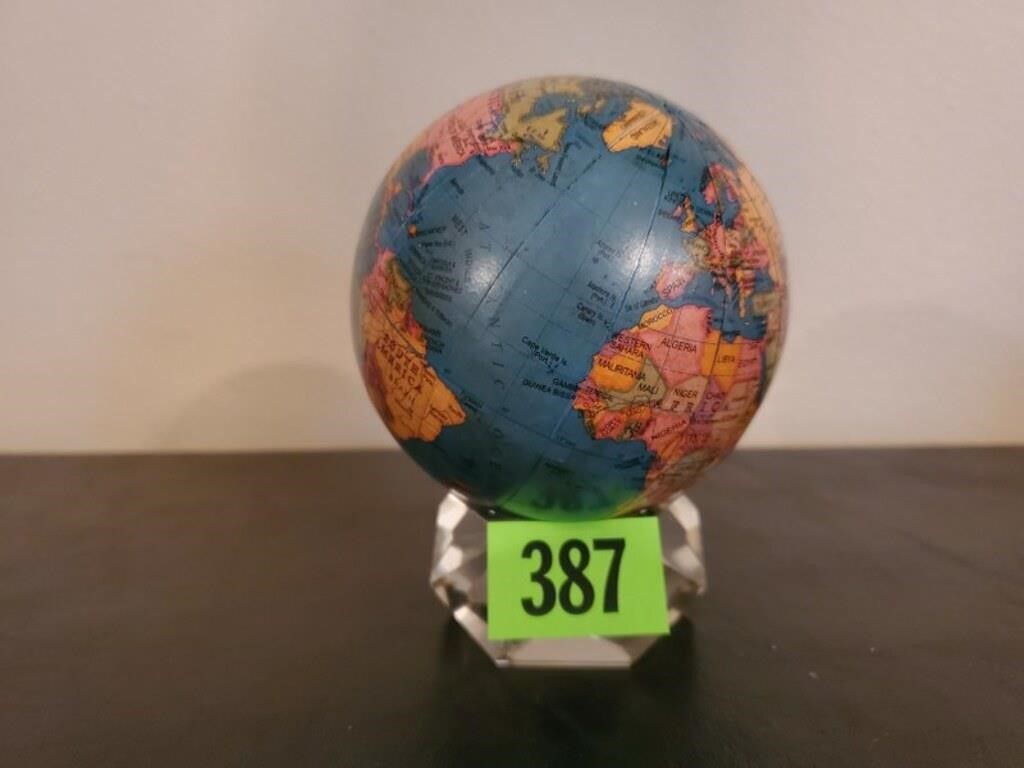 Miniature globe on crystal base