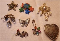 Q - LOT OF COSTUME JEWELRY BROOCHES (J13)