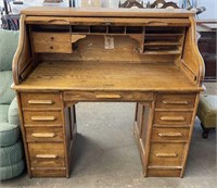 Vintage Wooden Roll Top Desk