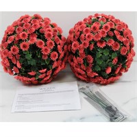 Wicker Park 10" Faux Mum Garden Spheres-Berry