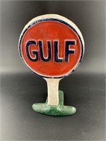 Cast iron Gulf Oil style door stopper 9 3/4" new
