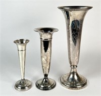 GRADUATED STERLING SILVER VASES