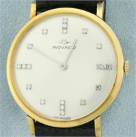 Vintage Mens Movado Diamond Dial Dress Watch in 18