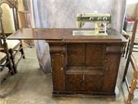 New Home Sewing Machine with Vintage Cabinet