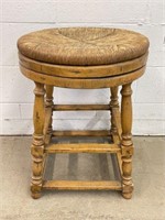 Wooden Stool with Rush Seat