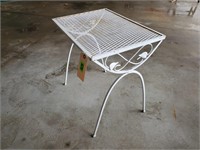 White metal patio table