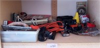 Q - LOT OF ELECTRIC CORDS, SMALL TOOLS, MORE