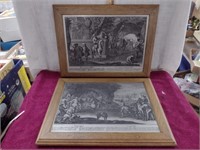 Two Framed European Etched Plaes