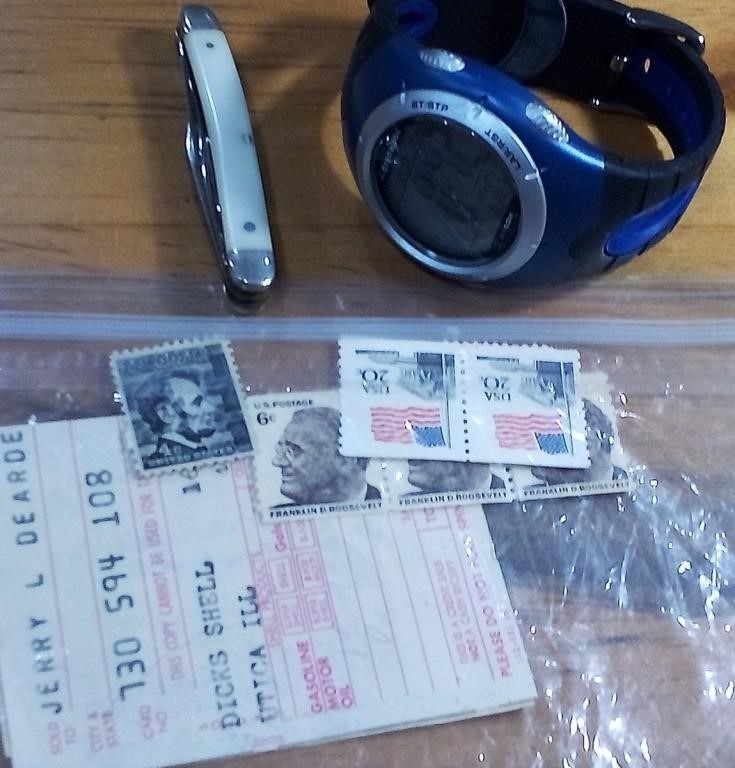 Z - WATCH, POCKET KNIFE & STAMPS (A27)