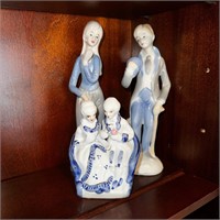 (3) Blue & White Porcelain Figurines