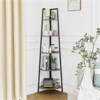 $79  5-Tier Corner Shelf  Bookshelf  Stand  Brown