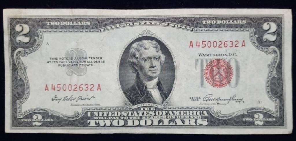 1953 $2 Red Seal Legal Tender High Grade Note