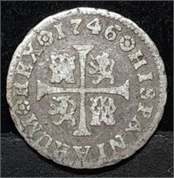 1746 Spanish Silver Half Real Felipe V