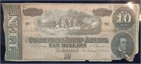 1864 Confederate $10 Banknote T-68