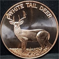 1oz Copper Bullion White Tail Deer Round BU