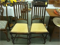 2 High back Oak dining chairs