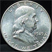 1949-D Franklin Silver Half Dollar Gem BU FBL