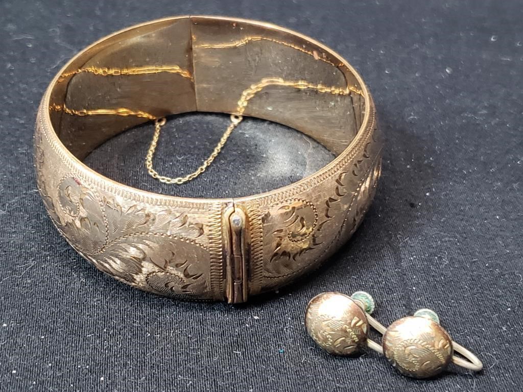 GOLD FILLED BRACELET + SCREW ON EARRINGS