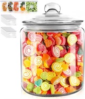 1.5  Cookie Jar, Large Glass Canister with Lid