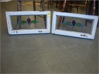 Pair of Art Nouveau leaded stained glass windows