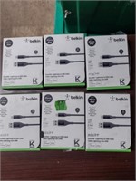 6 BELKIN Dura tek Lightning To USB Cables.