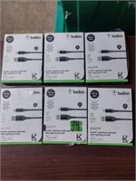 6 BELKIN Dura tek Lightning To USB Cables.