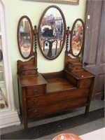 Edwardian barley twist oak dressing table