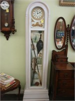 Contemporary white grandmother clock with fishing