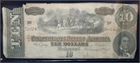 1864 Confederate $10 Banknote T-68