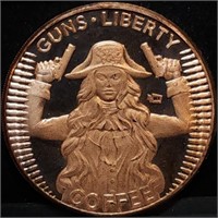 1oz Copper Bullion Firearm Open Carry Round BU