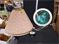 Two Various Size Clocks & Lamp Shades Lot