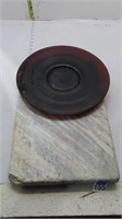 plate, small slab of what looks like marble