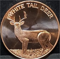 1oz Copper Bullion White Tail Deer Round BU