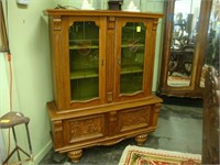 Mid century Belgian china cabinet with carved