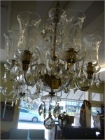 6 light crystal chandelier with hurricane glass