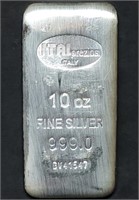 10 Troy Oz .999 Fine Silver Numbered Bar
