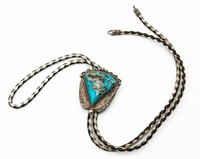 Navajo Sterling Turquoise Bolo Tie
