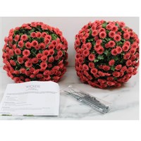 Wicker Park 12" Faux Mum  Garden Spheres-Berry