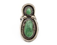 Sterling Green Turquoise Ring As Is Sz. 8