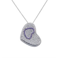 Sterling Silver Amethyst Sapphire Heart Necklace