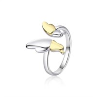 Sterling Silver Two Tone Butterfly Open Ring